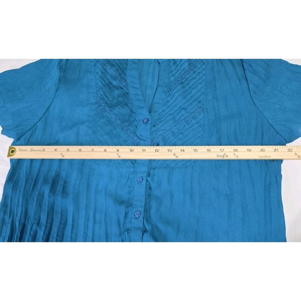 NY Collection Women's XL Teal Blouse - Picture 4 of 6